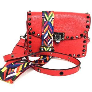 MERSI Trendy Minimalist Ruby Studded Crossbody Vegan Purse Bag EUC